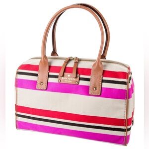 🌺 Kate Spade New York Oak Island Kaleigh Satchel Bag – Striped Canvas